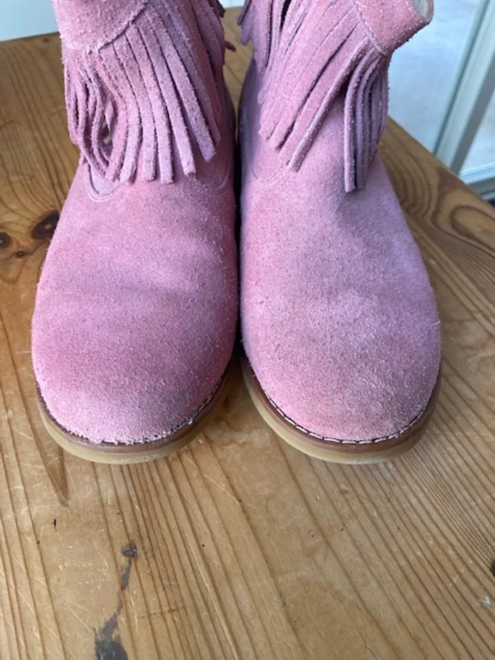 Elephantito Pink Suede Fringe Boots Girls 6